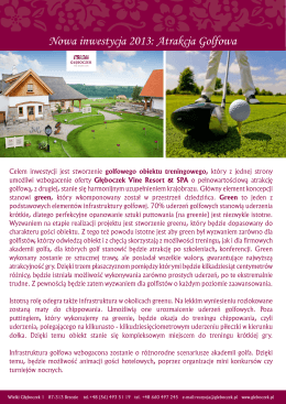 Inwestycja golfowa - Głęboczek Vine Resort & SPA
