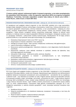 Informacja na temat programów operacyjnych 2014-2020