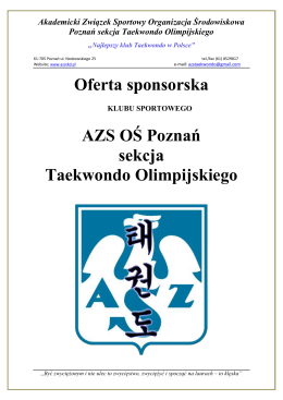 Oferta sponsorska - AZS Taekwondo Poznań