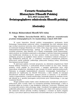 Abstrakty referatów - Rocznik Historii Filozofii Polskiej