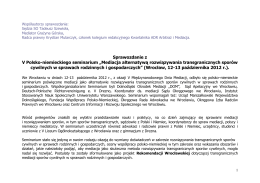 Sprawozdanie 16-17.10.2012 - Mediator | Prawnik Grażyna Górska