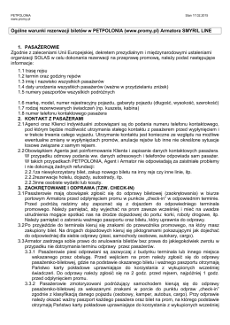 Ogólne warunki rezerwacji biletów w PETPOLONIA (www.promy.pl