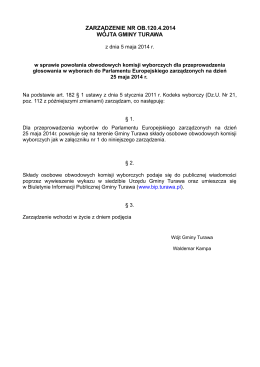 zarządzenie nr ob.120.4.2014 wójta gminy turawa
