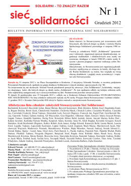 Biuletyn Informacyjny nr 1 (PDF) - Stowarzyszenie Sieć Solidarności