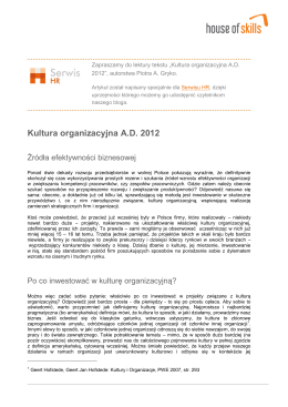 Kultura organizacyjna A.D. 2012