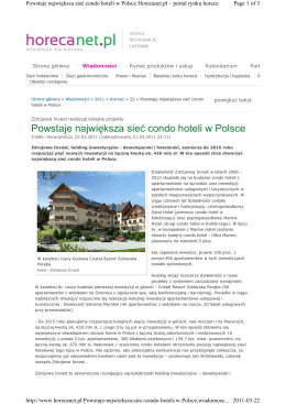 Powstaje największa sieć condo hoteli w Polsce