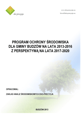 program ochrony środowiska dla gminy budzów na lata 2013