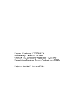 Program Współpracy INTERREG V A Brandenburgia – Polska 2014