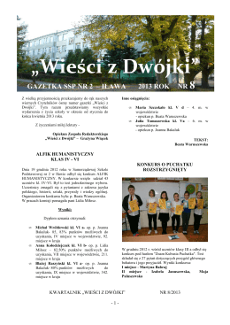 Nr 8 2013 Wieści z Dwójki - Samorządowa Szkoła Podstawowa nr 2