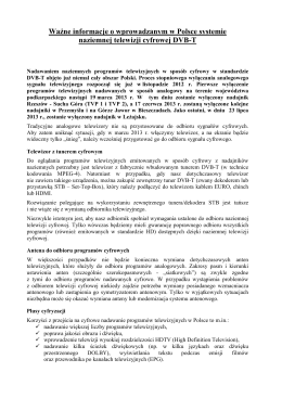 Informacja o wprowadzeniu NTC w Polsce
