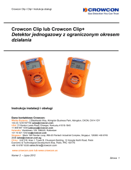 Crowcon Clip lub Crowcon Clip+ Detektor jednogazowy z