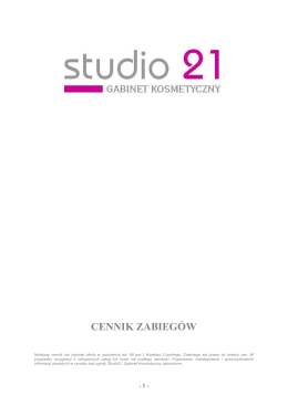 CENNIK ZABIEGÓW - Salon Kosmetyczny Studio 21