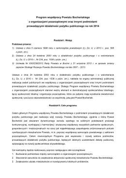 Program współpracy Powiatu Bocheńskiego z organizacjami