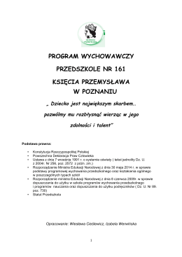 Program wychowawczy - Przedszkole im. Księcia Przemysława