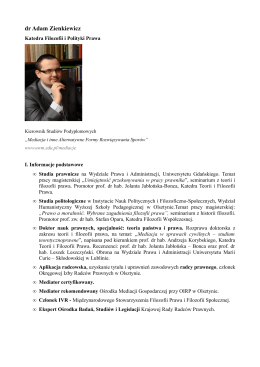 dr Adam Zienkiewicz - Wydział Prawa i Administracji Uniwersytetu