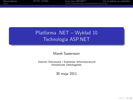 Wykład 10 Technologia ASP.NET - Instytut Sterowania i Systemów