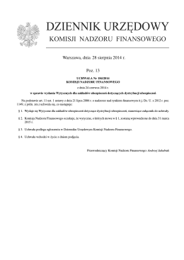 Uchwała Nr 184/2014 Komisji Nadzoru Finansowego z dnia 24