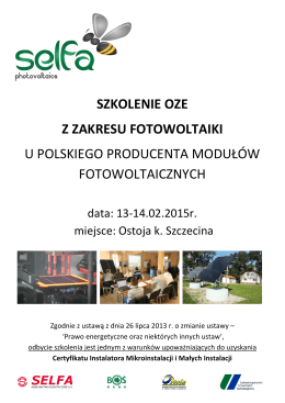 szkolenie oze z zakresu fotowoltaiki u polskiego - Selfa-PV