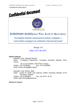 EUROpean Pain Audit In Neonates