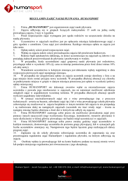 Regulamin zajęć w roku szkolnym 2014/2015