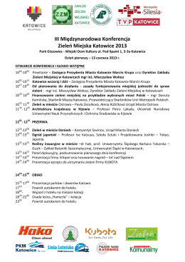 Program Konferencji Zieleń Miejska Katowice 2013