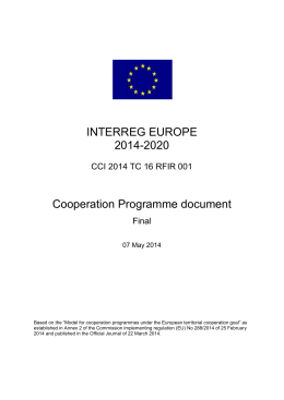 INTERREG EUROPE 2014-2020 Cooperation Programme document