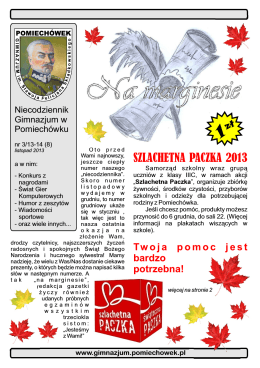 SZLACHETNA PACZKA 2013 - Gimnazjum w Pomiechówku