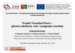Projekt TransGeoTherm – główne założenia, cele i osiągnięte