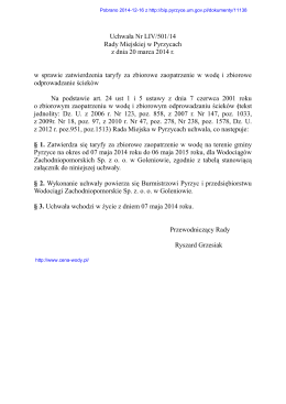 Uchwała Nr LIV/501/14 Rady Miejskiej w Pyrzycach z dnia 20 marca