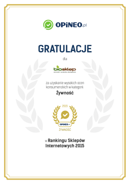 GRATULACJE - BioSklep.com.pl