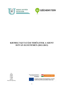 kiemelt kutatási területek a szent istván egyetemen (2012