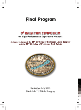 Final Program - 10th Balaton Symposium on High