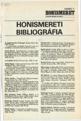 Honismereti Bibliográfia, 1990