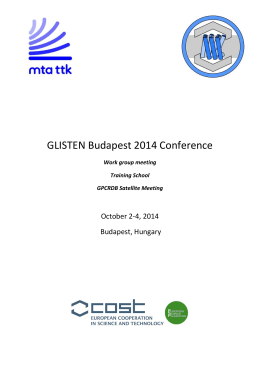 Book of Abstracts - GLISTEN Budapest 2014 Conference