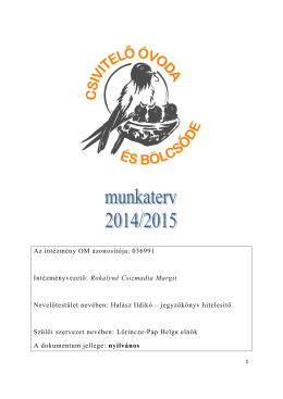 Munkaterv 2014-2015 - Csivitelő Óvoda és Bölcsőde
