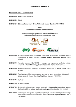 Program Sympozjum Symposium Schedule