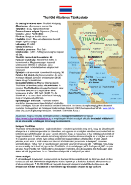 Thaiföld Általános Tájékoztató