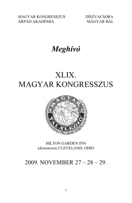 49. Magyar Kongresszus - Program