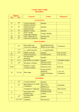 A tanév helyi rendje 2014/2015.