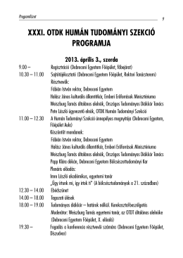 A konferencia programja - XXXI. OTDK Humán Tudományi Szekció
