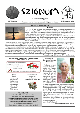 XI. évfolyam 3. szám 2015. március A Szent István