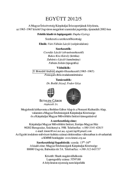 EGYÜTT 2012/5 - Kárpátaljai Magyar Művelődési Intézet