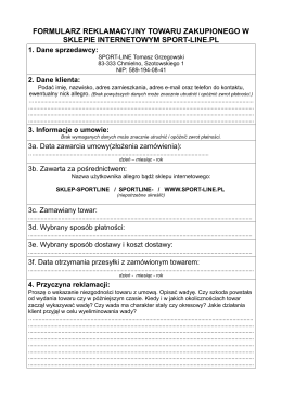 Regulamin sklepu internetowego www.2M.com.pl