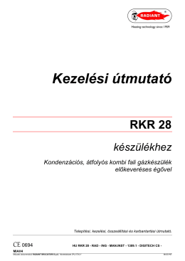 Radiant RKR28 kondenzációs kombi falikazán 26,7kW kezelési
