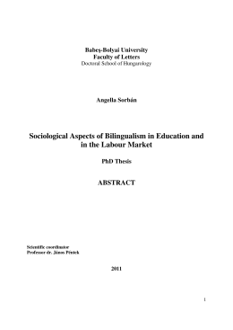 Sociological Aspects of Bilingualism in Education and in the Labour