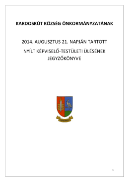 kardoskút község önkormányzatának 2014. augusztus 21. napján