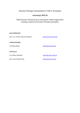 Skład komisji rekrutacyjnej - Instytut Filologii Germańskiej UAM w