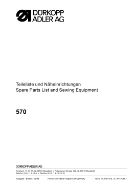 Teileliste und Näheinrichtungen Spare Parts List and Sewing