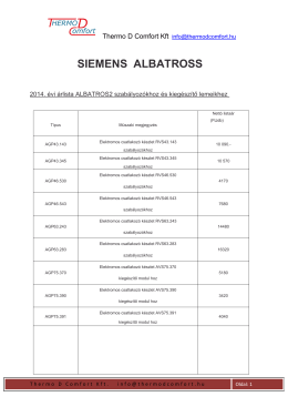 Siemens Albatros árlista 2014
