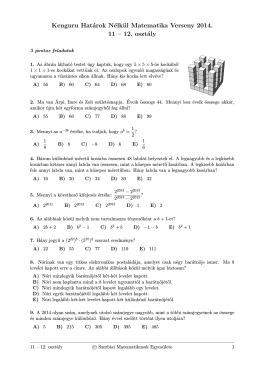Kenguru Határok Nélkül Matematika Verseny 2014. 11 – 12. osztály